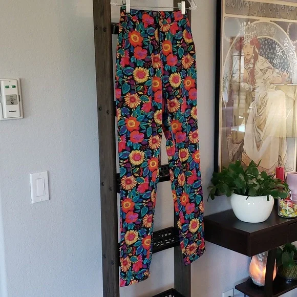 Poppy Lux High Waisted Pants Straight Leg Floral Print Bottoms NWOT Womens 4 - Picture 5 of 12
